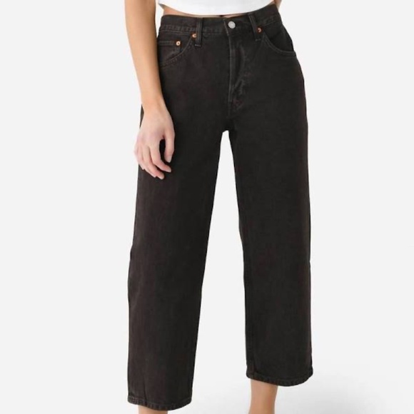 Re/Done Loose Crop High-Rise Straight-Leg Jeans in Cocoa - Picture 1 of 4